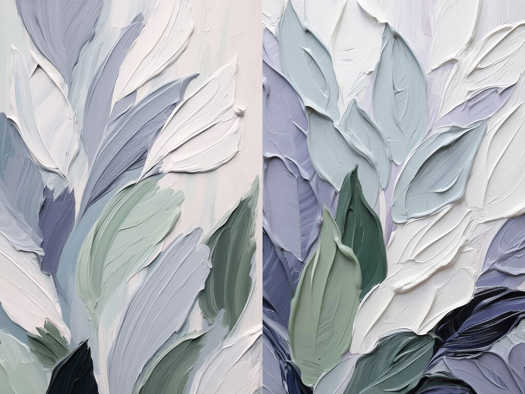 Pastelové listy v tazích — celý design