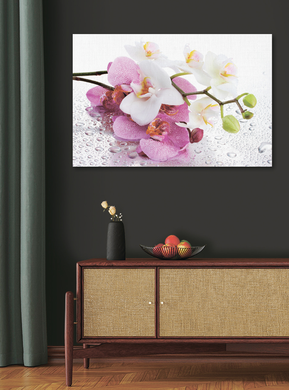 Orchideje s rosou — interiér 2