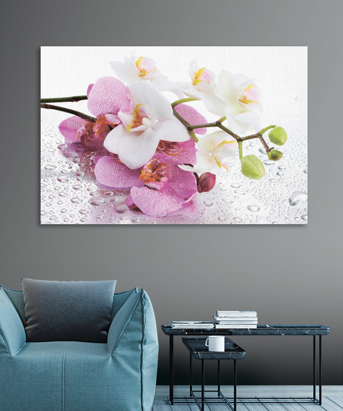Orchideje s rosou — interiér 3
