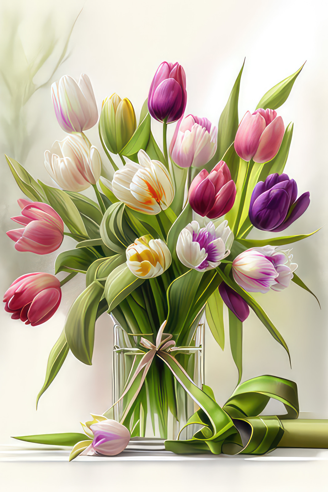Váza plná tulipánů — celý design