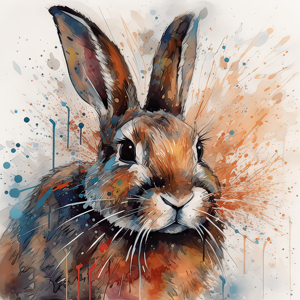 Králík s inkoustovými skvrnami — celý design