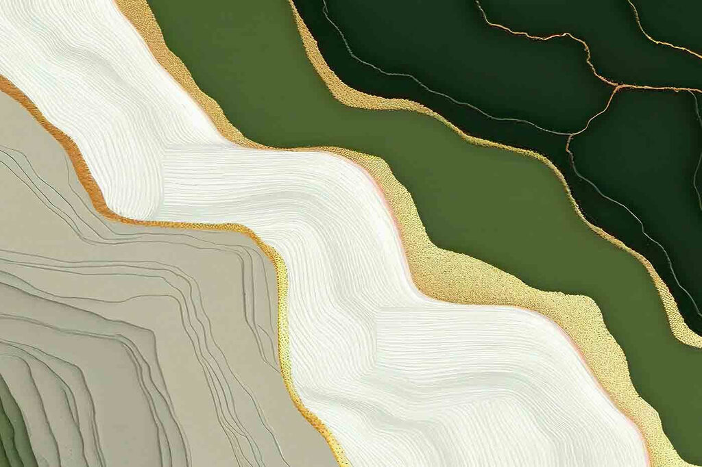 Zelené vrstvy a krém — celý design