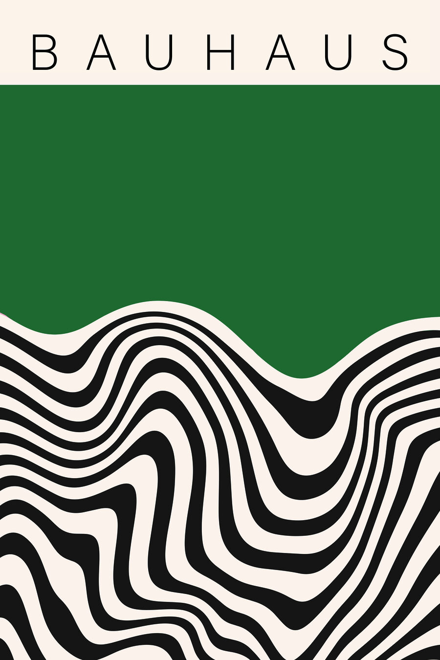 Vlny a zelený obdélník — celý design