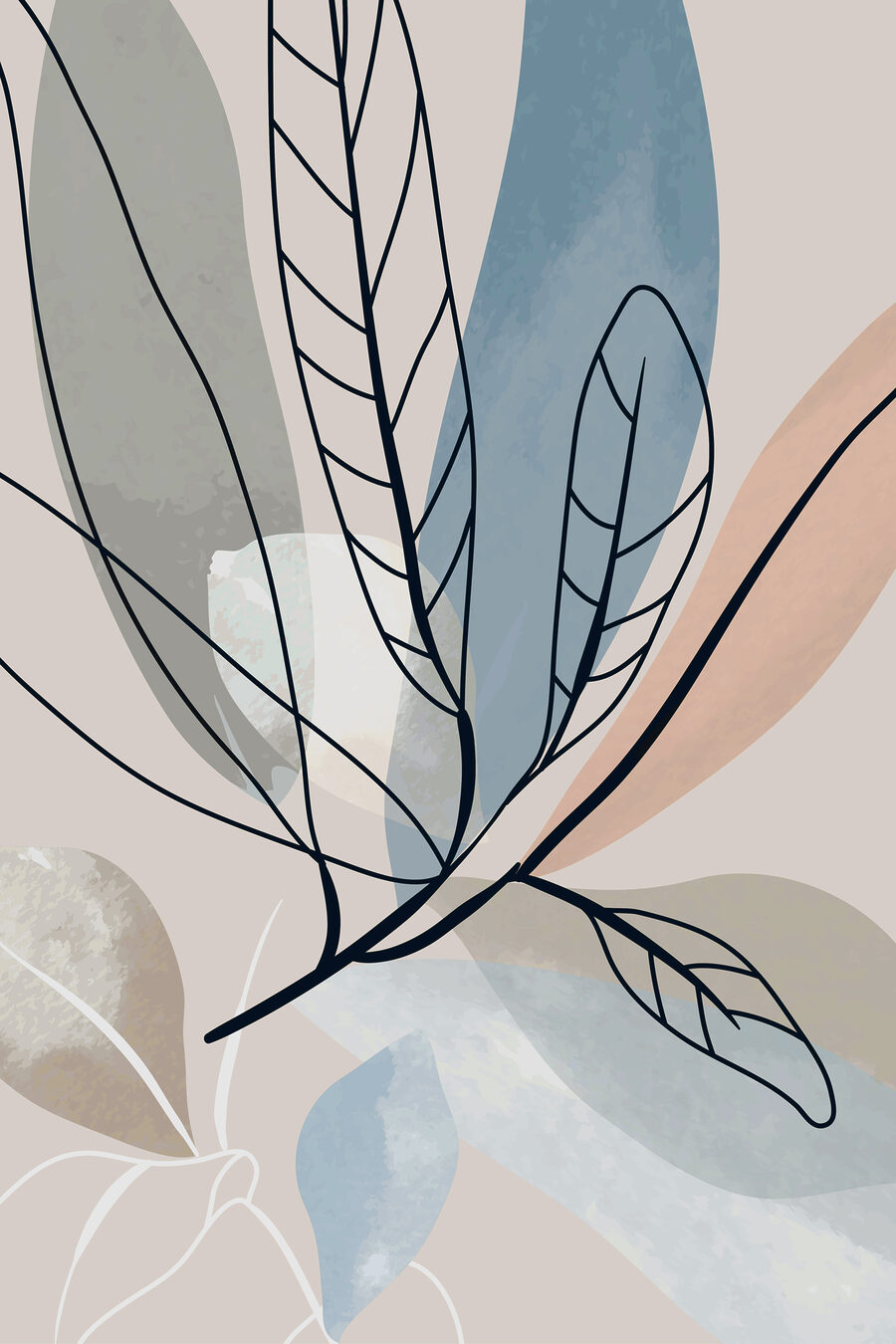 Jemné linie listů — celý design