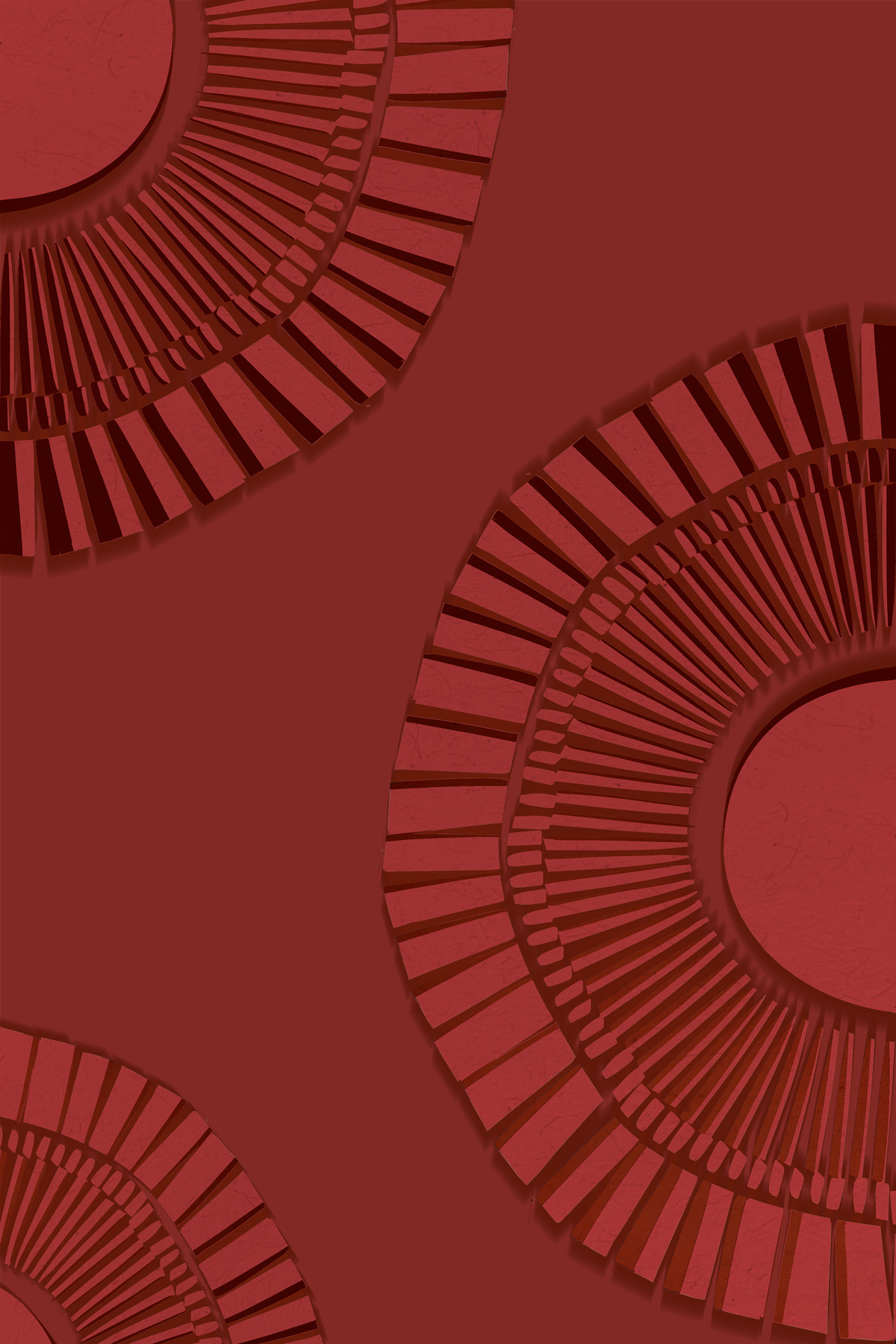 Oblouky v tmavé červeni — celý design