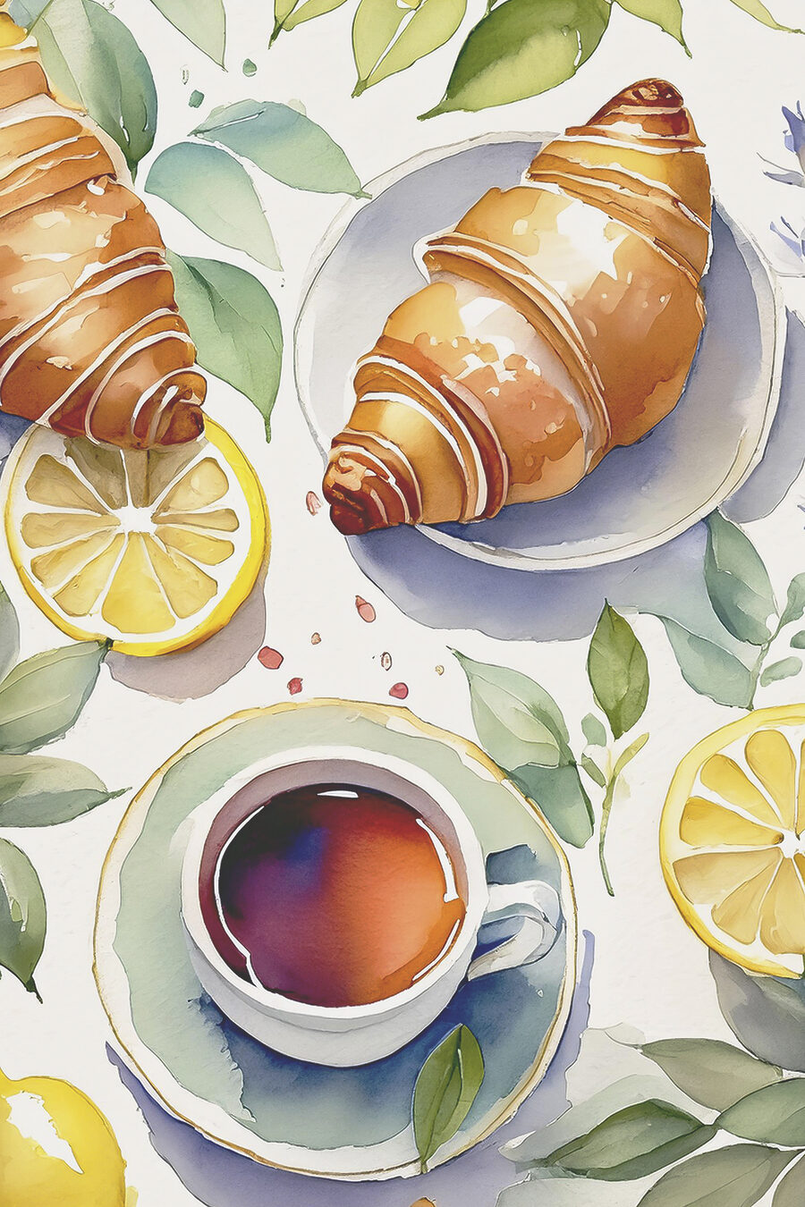 Croissant a citrónový čaj — celý design