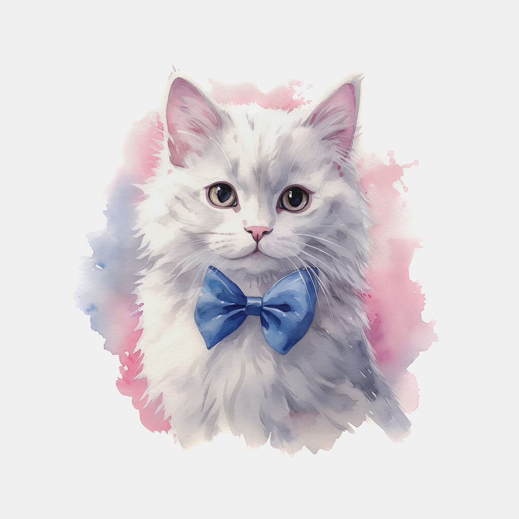 Kočka s motýlkem — celý design