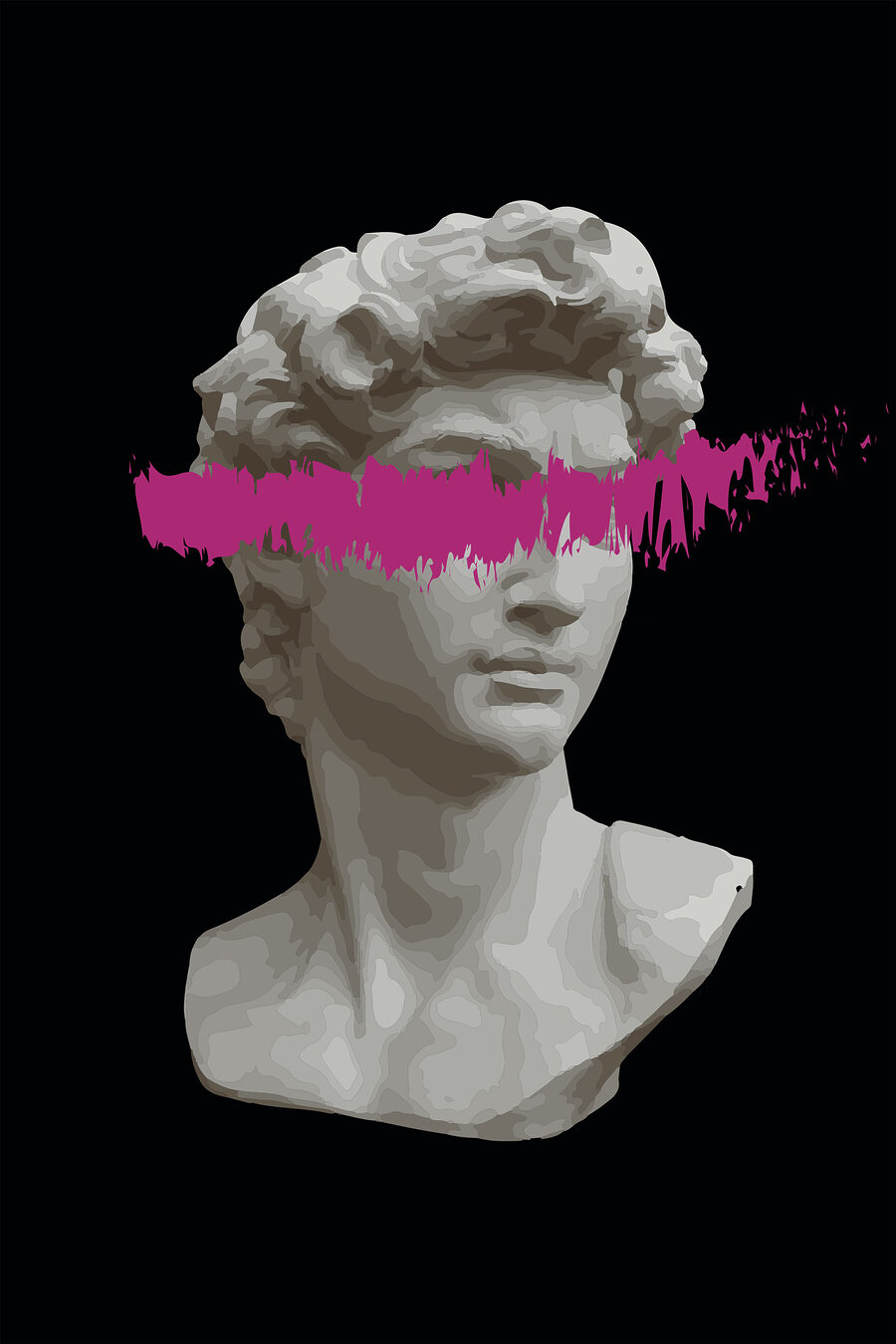 David za barevným pruhem — celý design