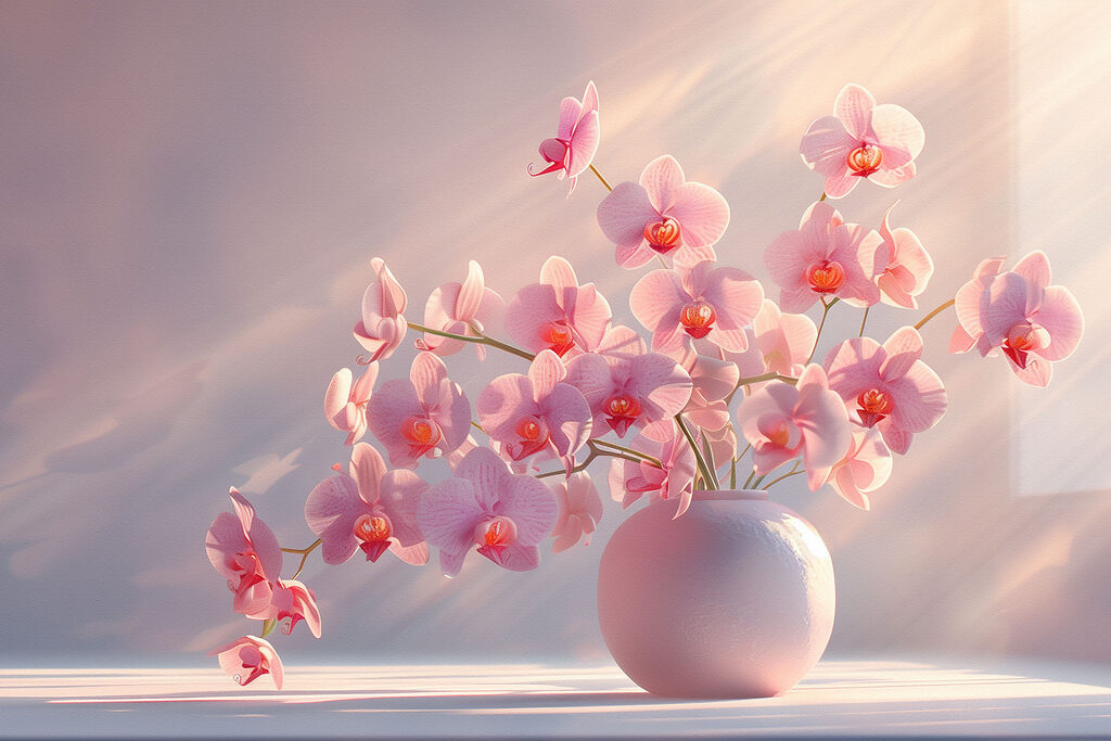 Orchideje v paprscích — celý design