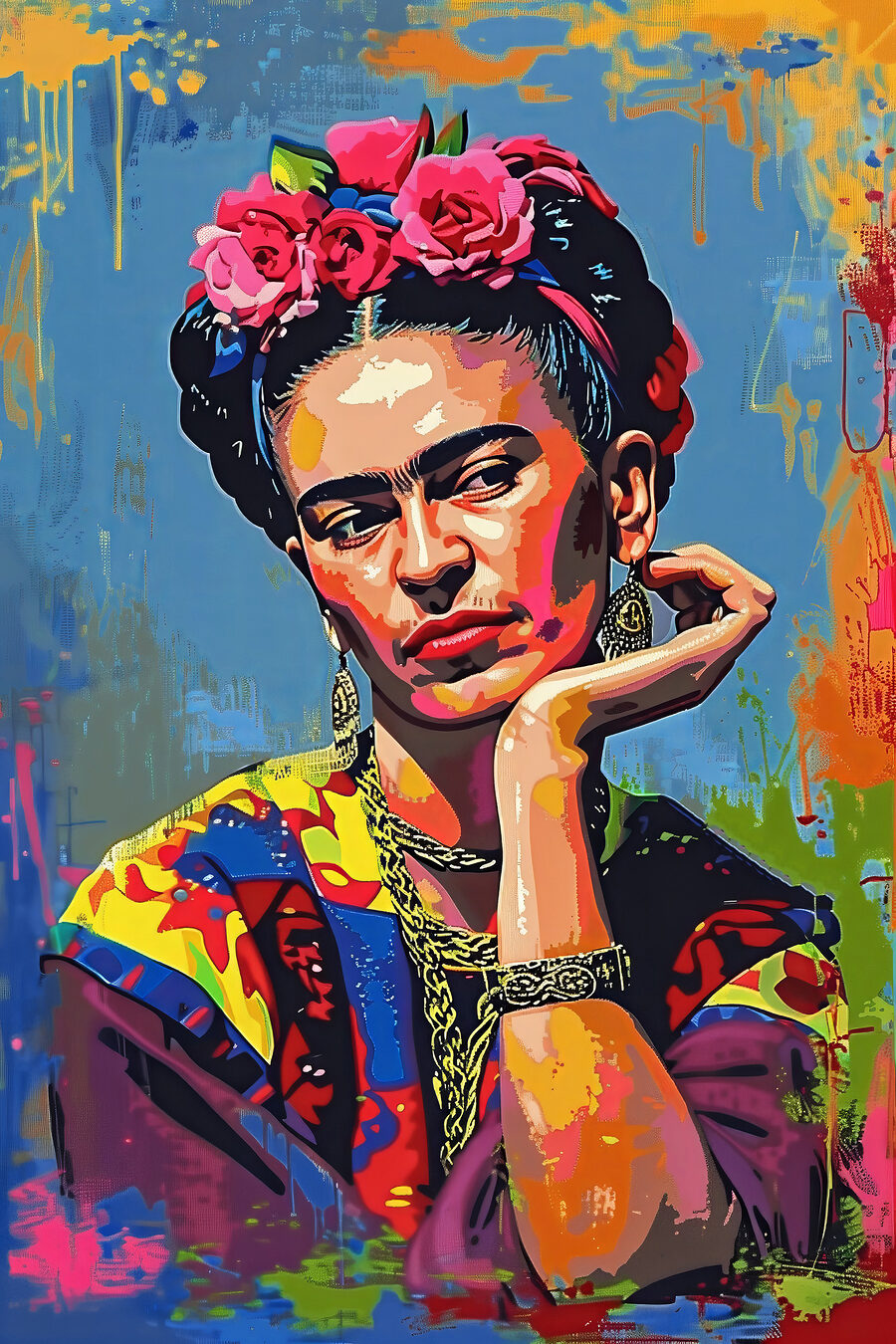 Frida, ruka pod bradou — celý design