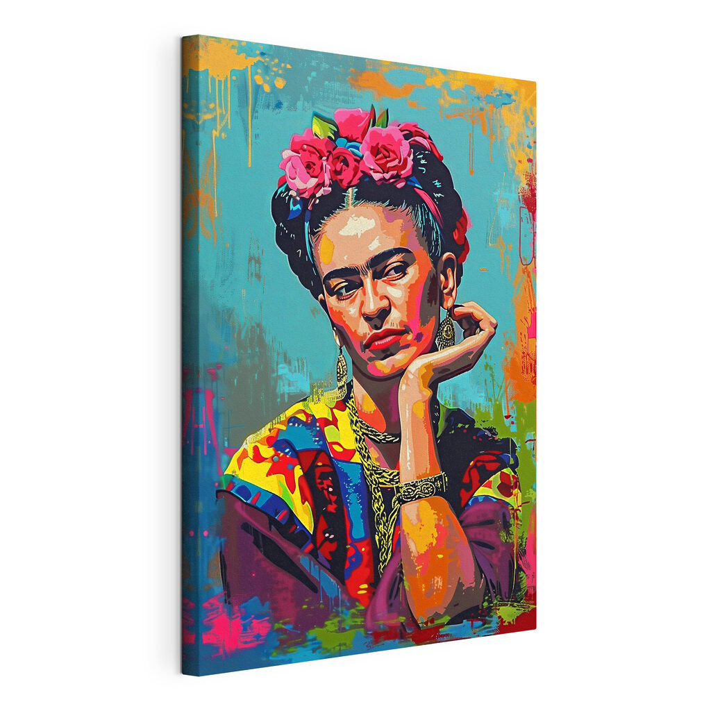 Frida, ruka pod bradou, obraz na napnutém plátně s přehnutými okraji