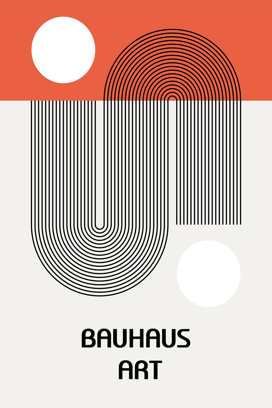 Oblouky mezi bílými kruhy — celý design