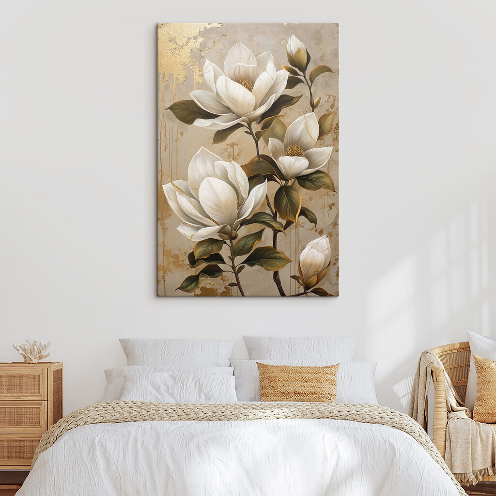 Magnoliová větev na béžové — interiér 1