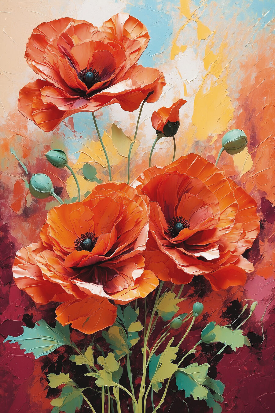 Oranžové máky — celý design