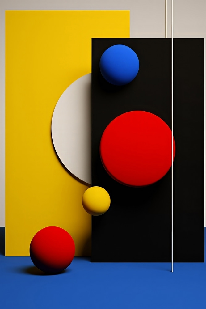 Koule v základních barvách — celý design