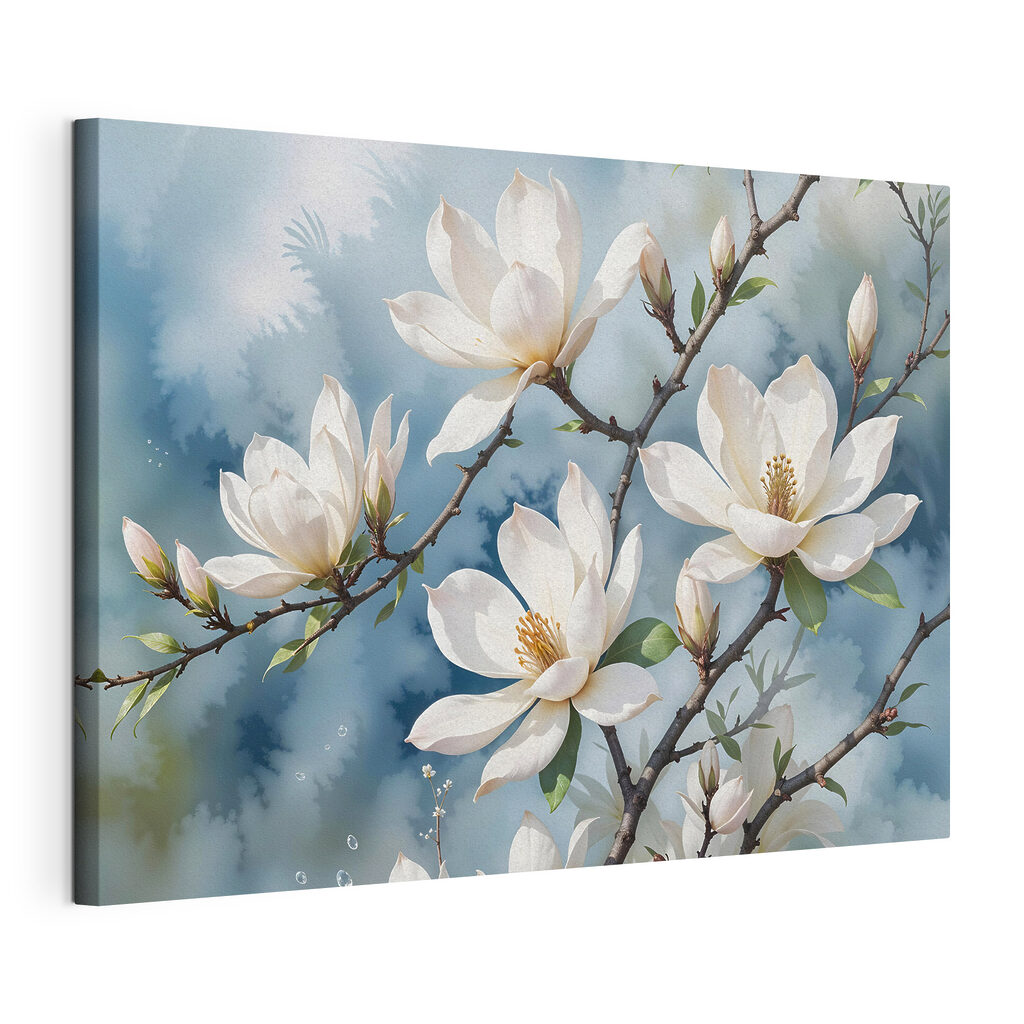 Bílá magnolie, šedomodré pozadí — zobrazení produktu