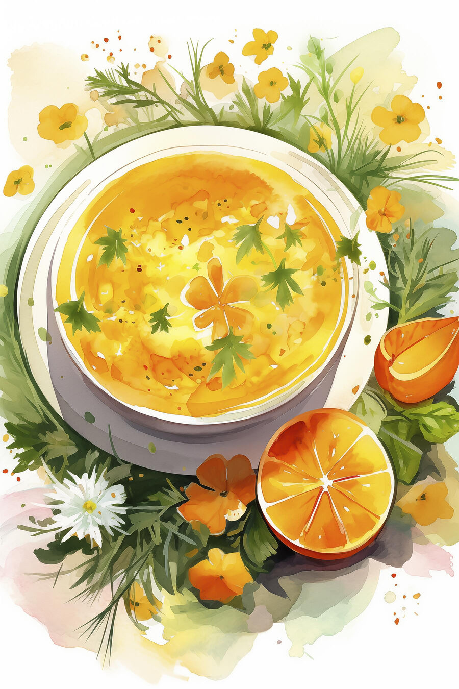 Polévka mezi slunečními květy — celý design