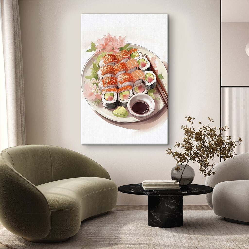 Sushi s růžovým květem — interiér 1