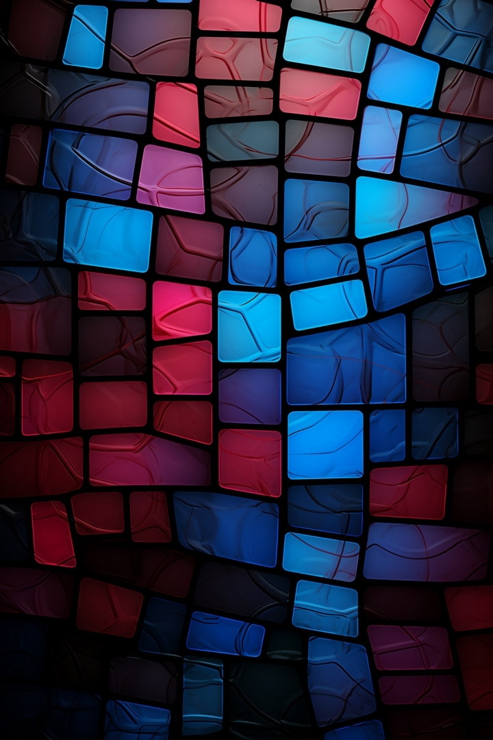 Modročervená mozaika — celý design