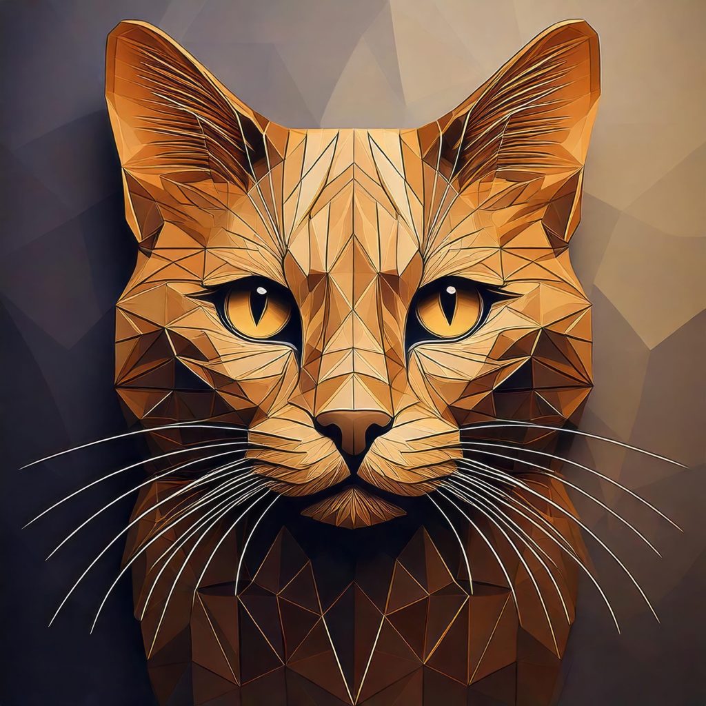 Kočka v zlatých fasetách — celý design
