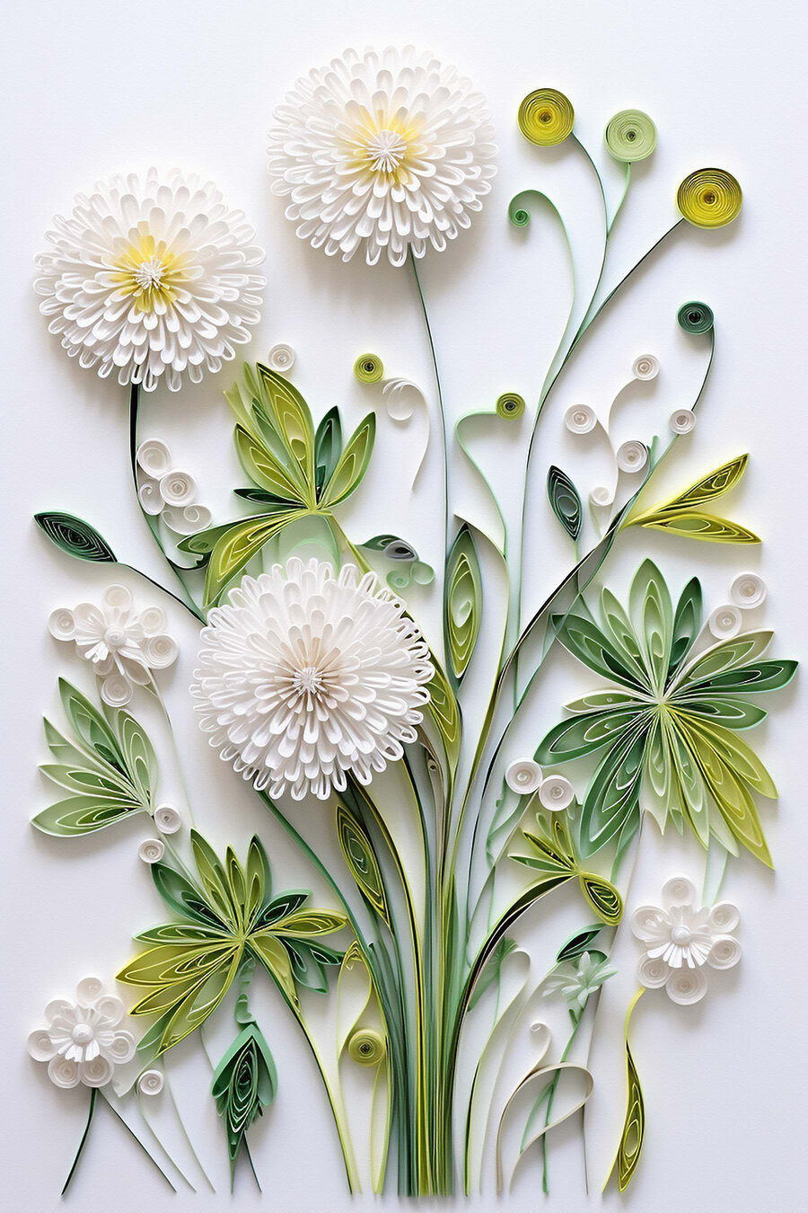 Bílé kulaté květy — celý design