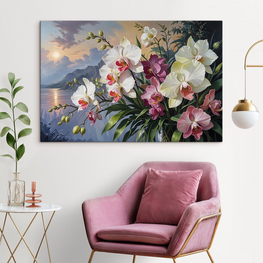 Orchideje u večerního jezera — interiér 1
