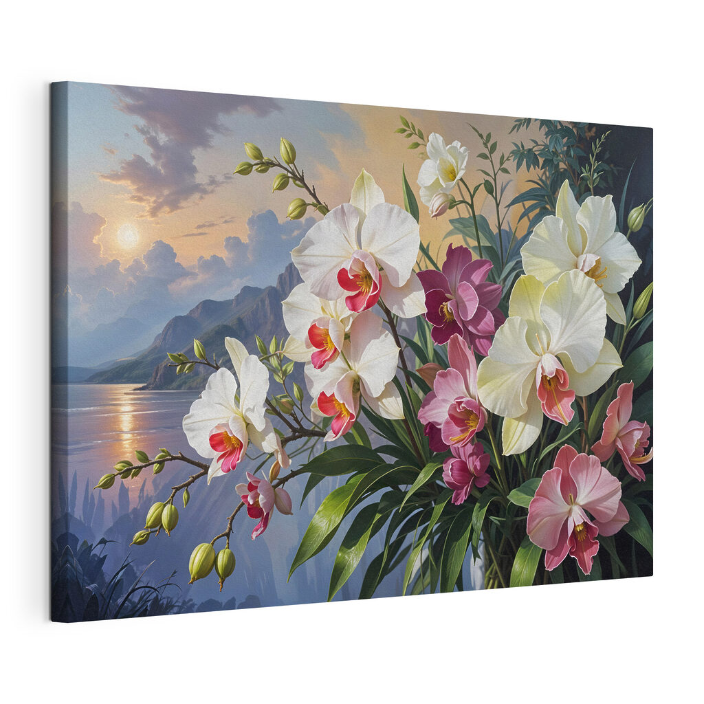 Orchideje u večerního jezera — zobrazení produktu