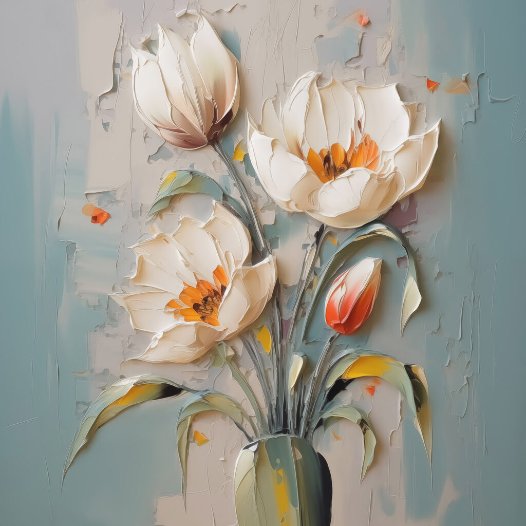 Tulipány ve volném tahu — celý design