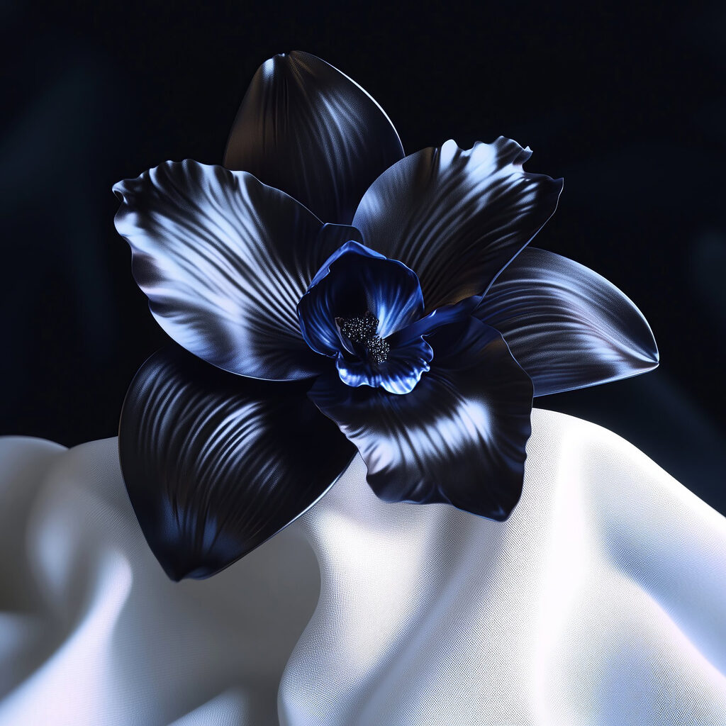 Orchidej na bílých záhybech — celý design