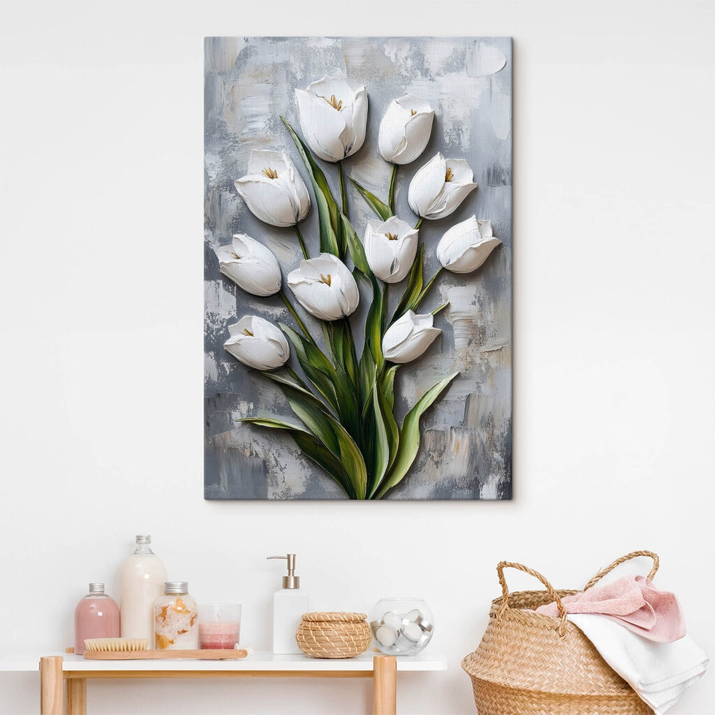 Bílé tulipány v tazích — interiér 1
