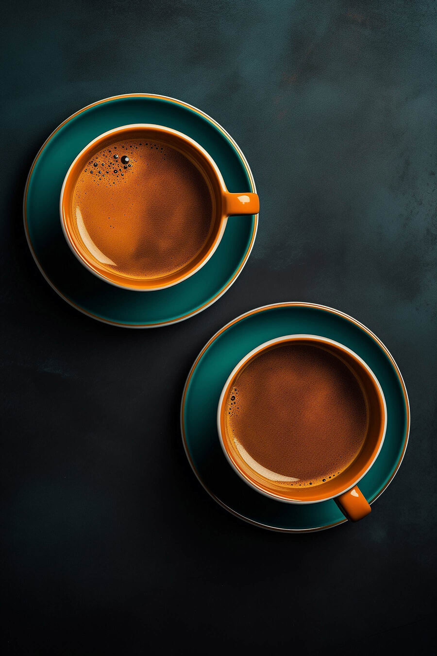 Dvě kávy shora — celý design