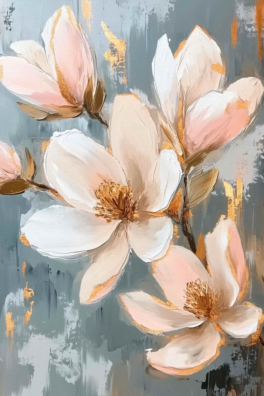 Magnolie na modrošedé — celý design