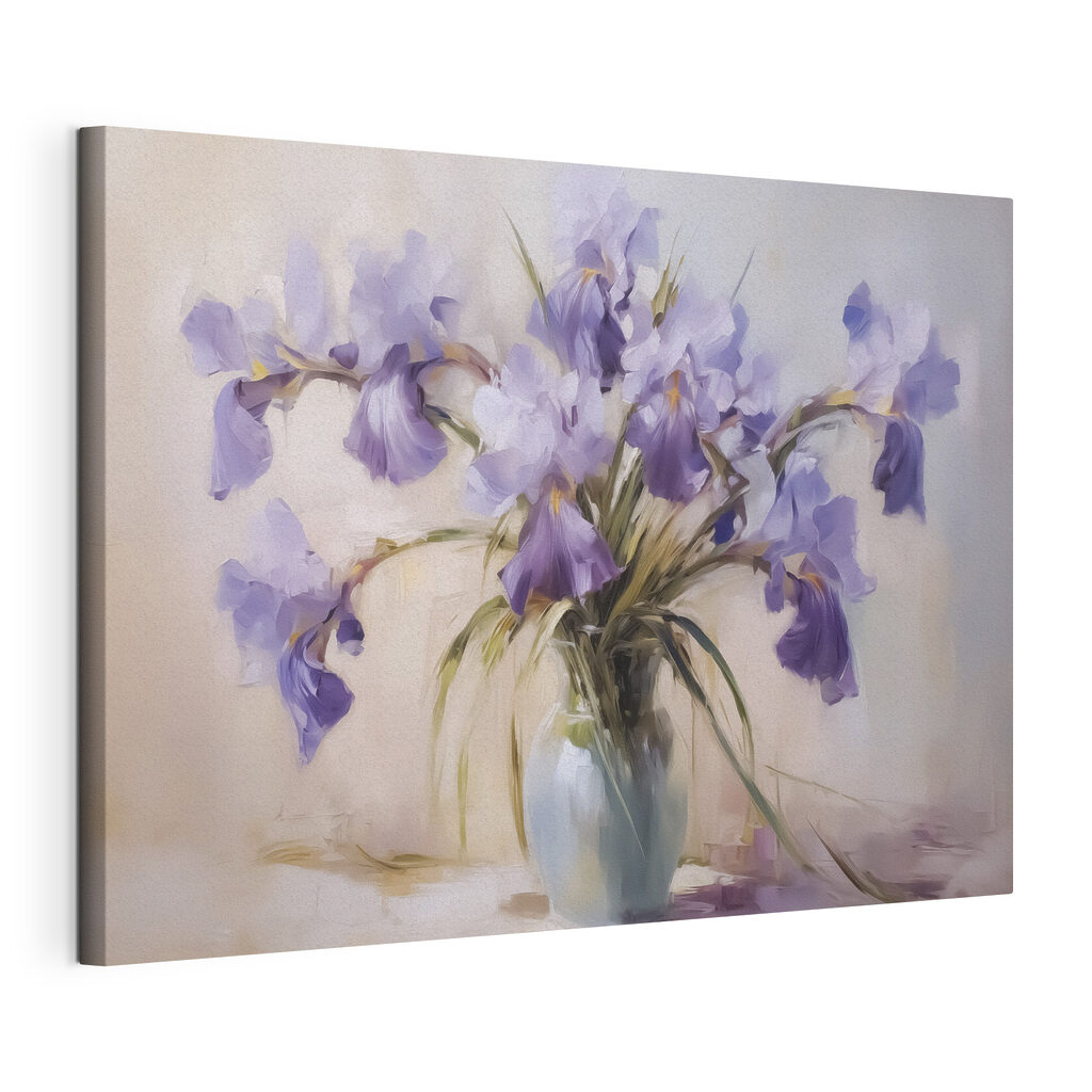 Fialové kosatce ve skle — zobrazení produktu
