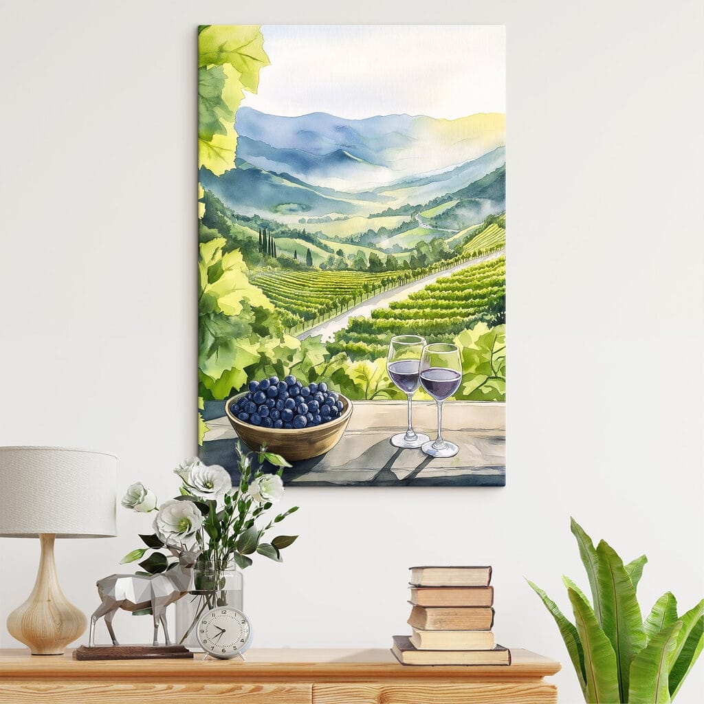 Víno nad zelenými vinicemi — interiér 1