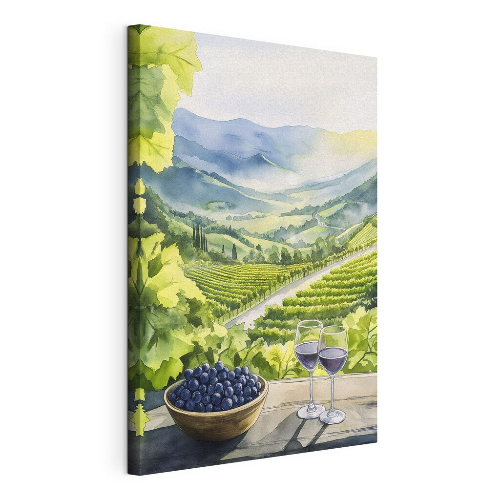 Víno nad zelenými vinicemi — zobrazení produktu