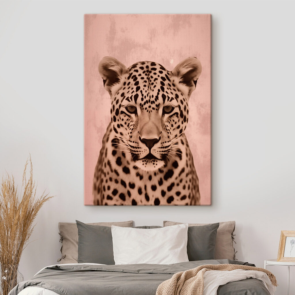 Leopard na teplém růžovém — interiér 2
