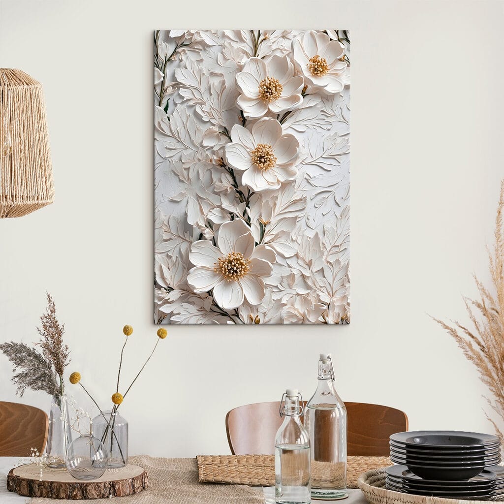 Bílé květy podél linií — interiér 1