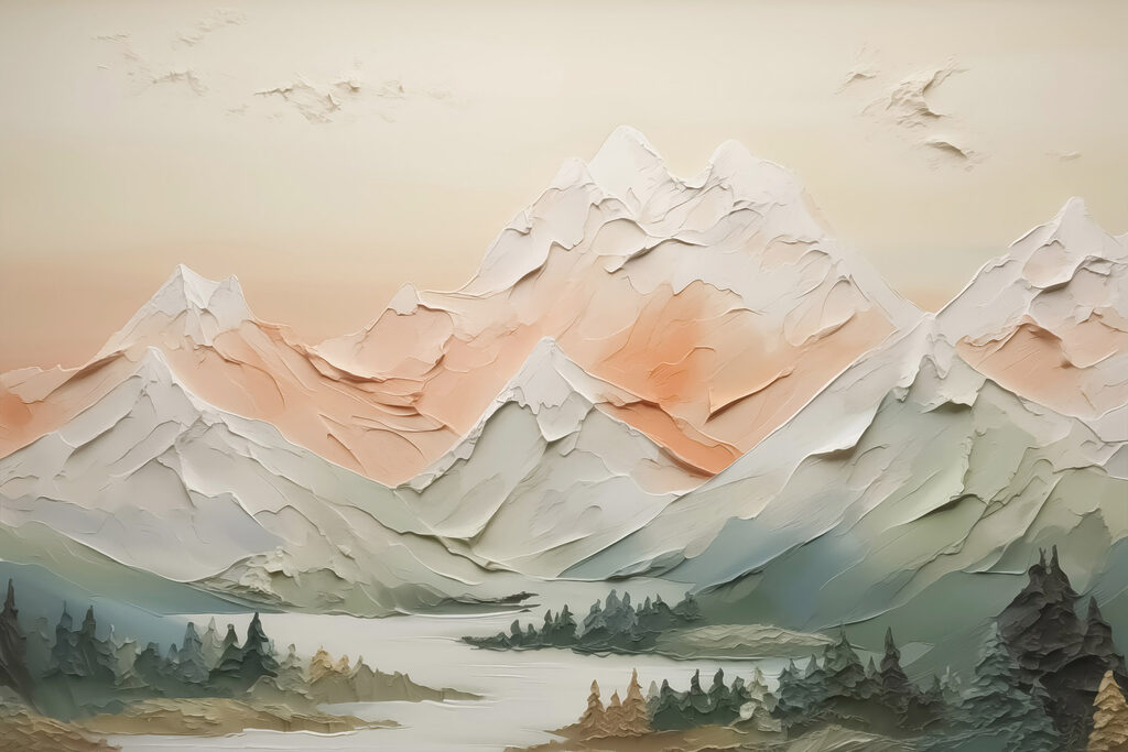 Bledé hory nad jezerem — celý design