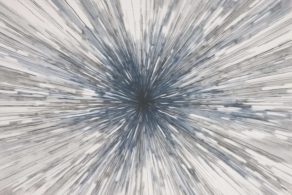 Paprsky k šedomodrému středu — celý design
