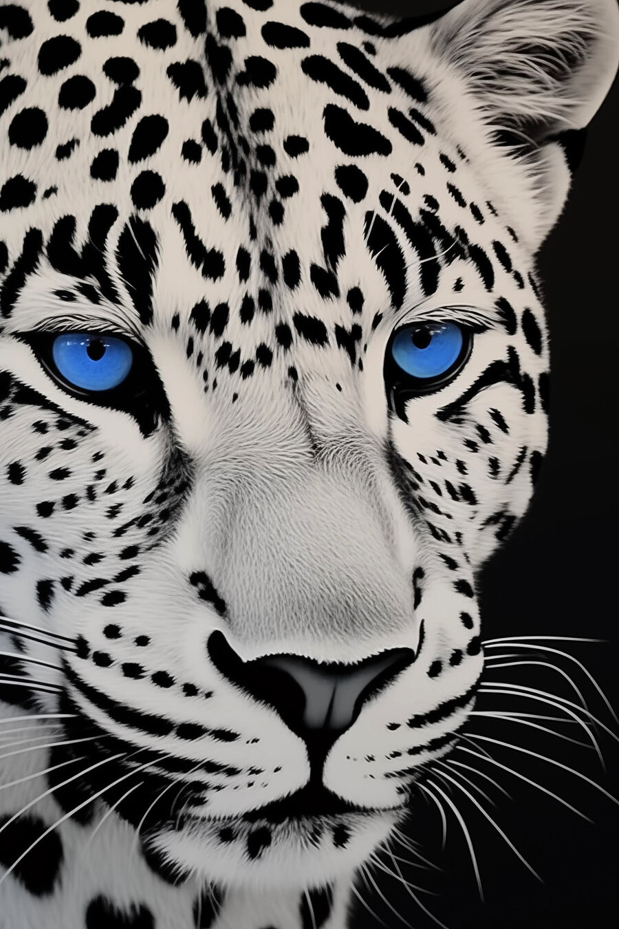 Leopard s modrýma očima — celý design