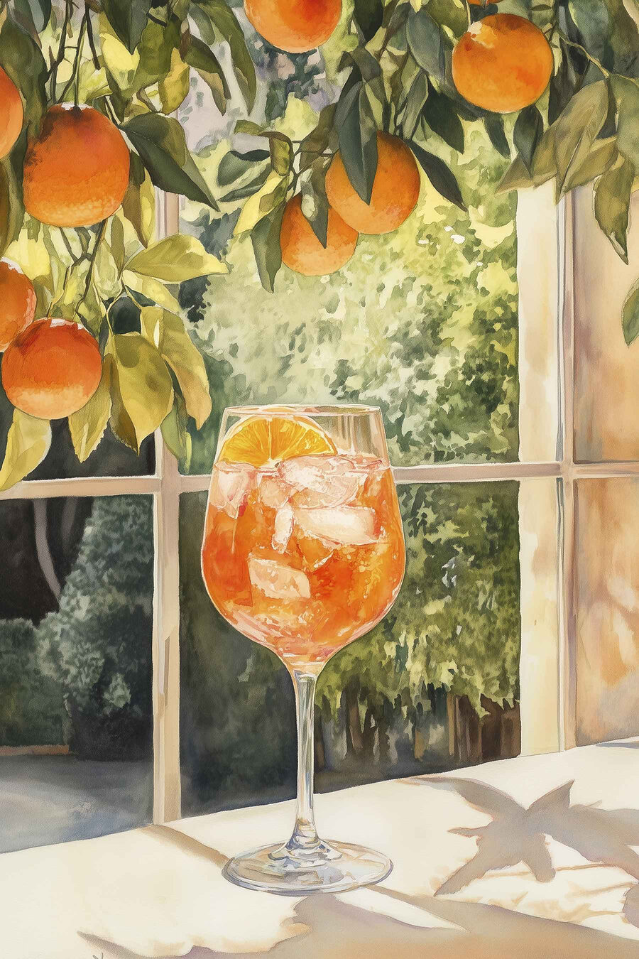 Spritz pod pomerančovými větvemi — celý design
