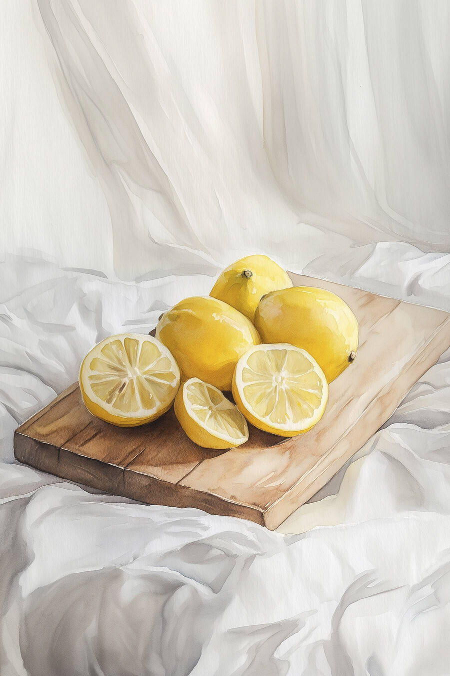 Citrony na bílém ubrusu — celý design