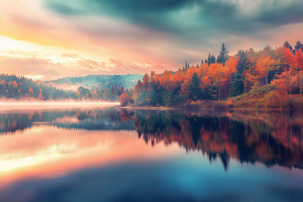 Podzimní jezero ve tichu — celý design