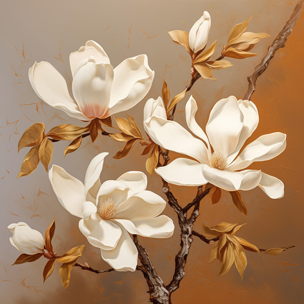 Krémová magnolie na karamelu — celý design
