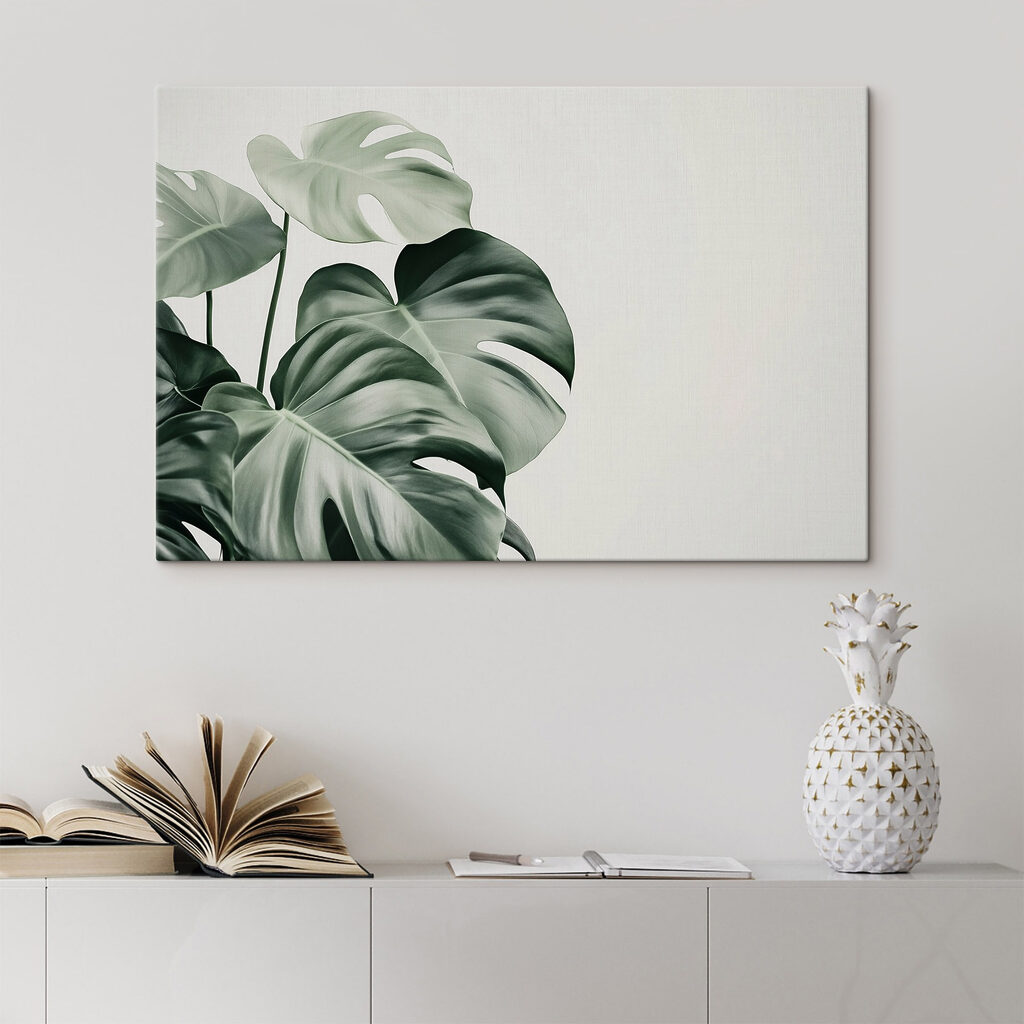 Monstera v zelených tónech — interiér 1