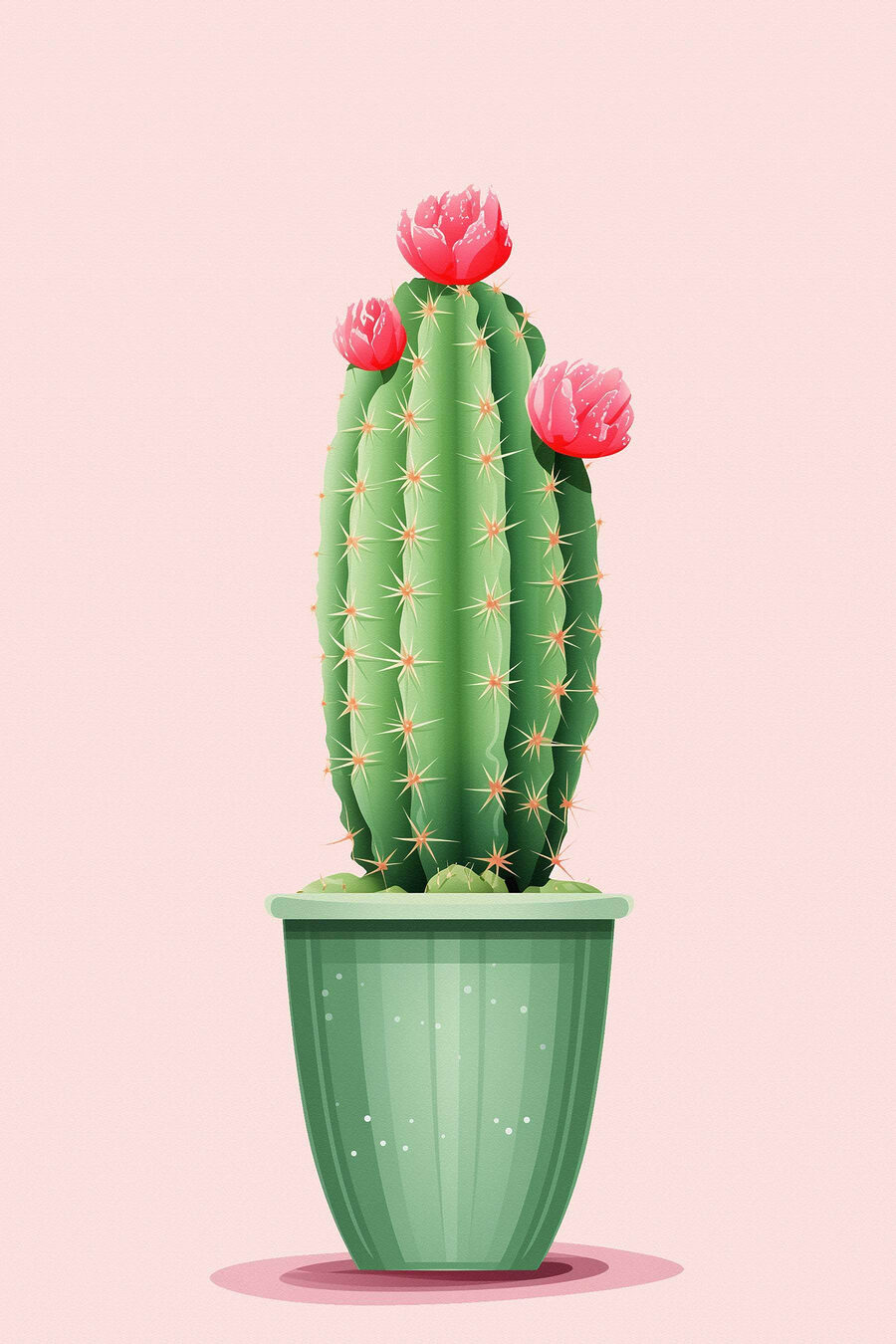 Zelený kaktus na růžovém — celý design