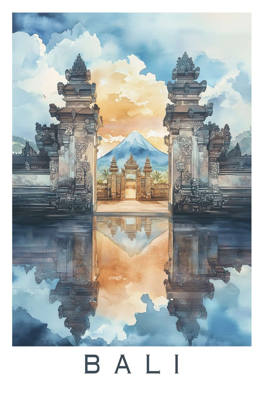 Brána Bali v akvarelu — celý design