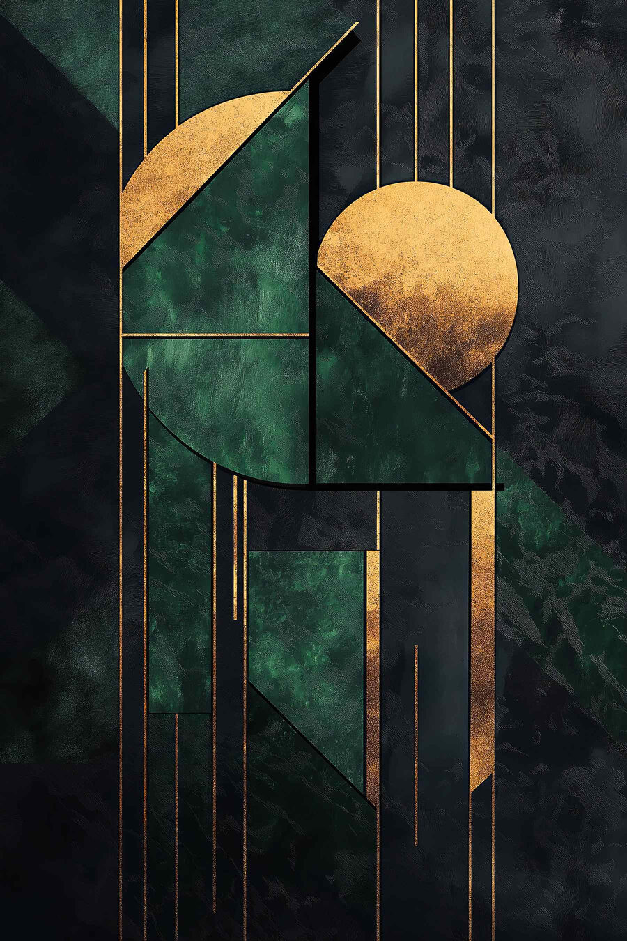 Zlatá geometrie na smaragdovém — celý design