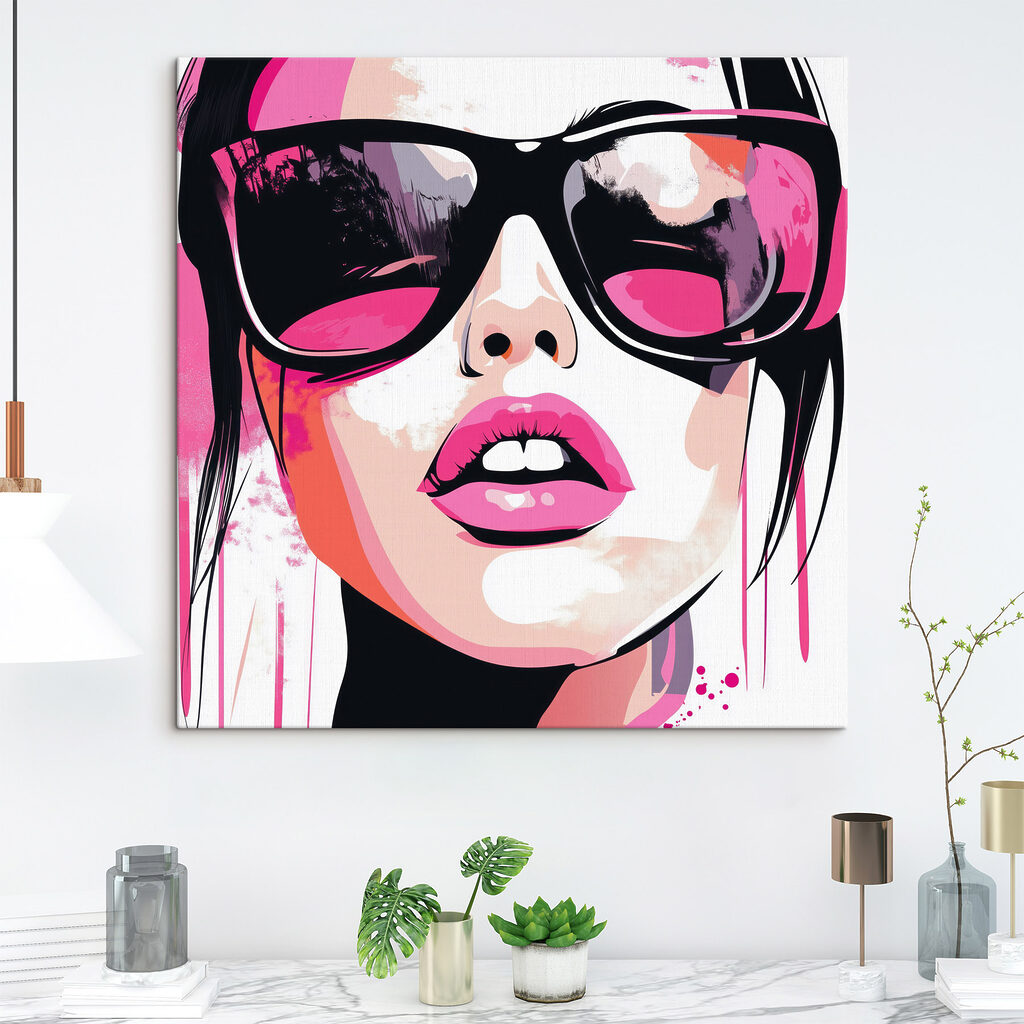 Růžový pop-art portrét — interiér 2