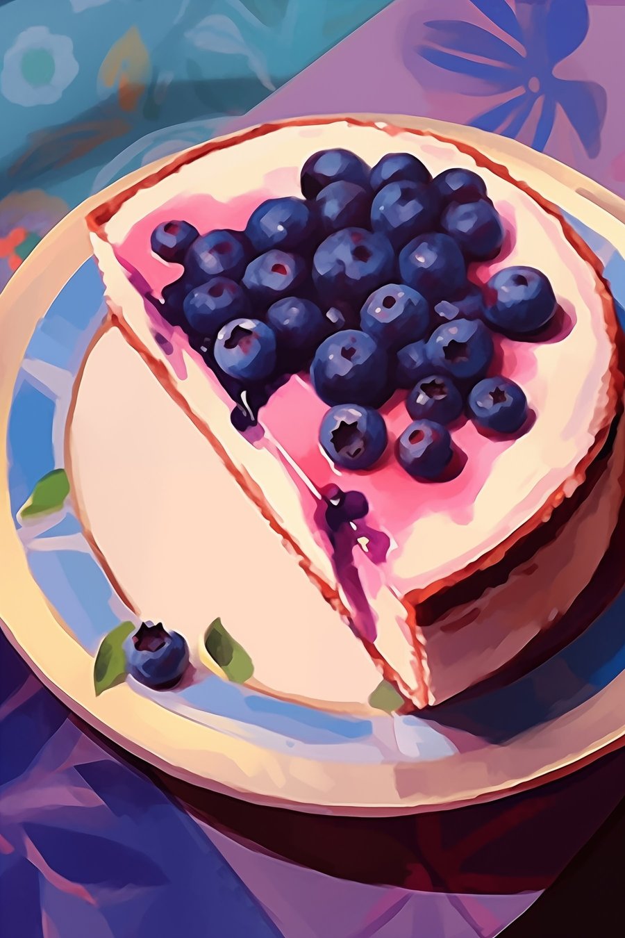 Cheesecake s borůvkami — celý design